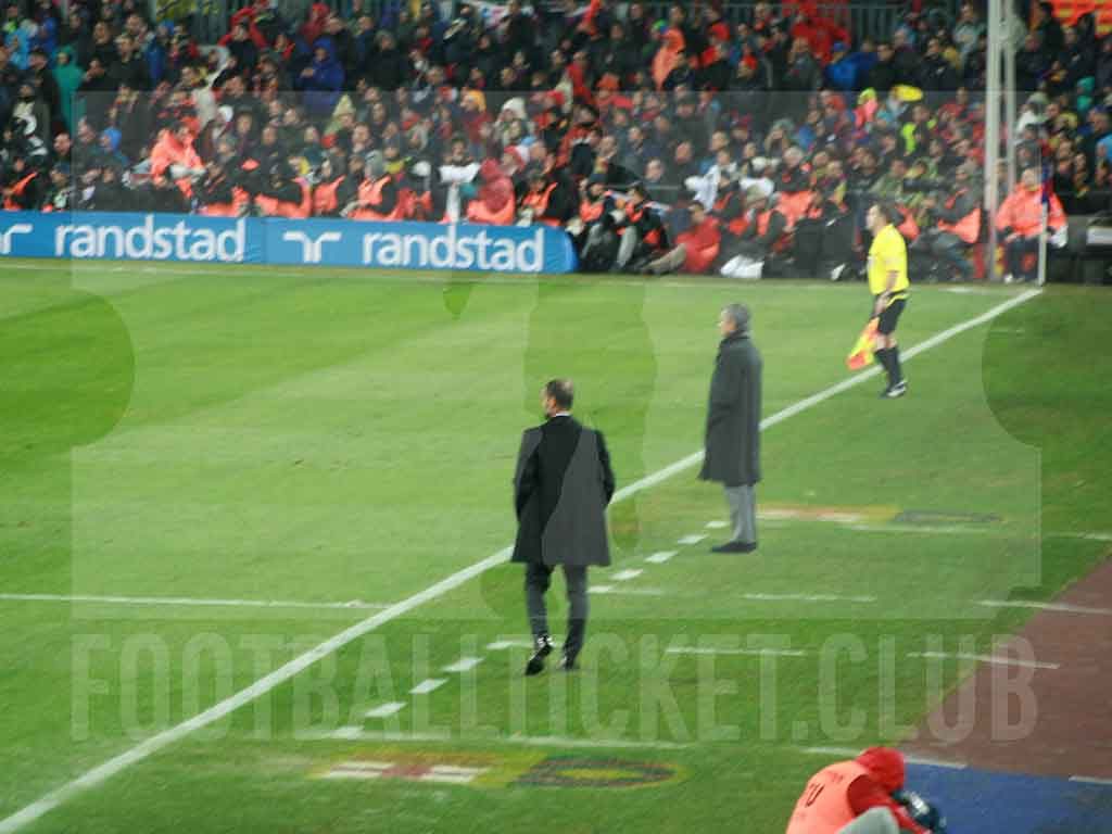 Pep Guardiola and Jose Mourinho at Camp Nou